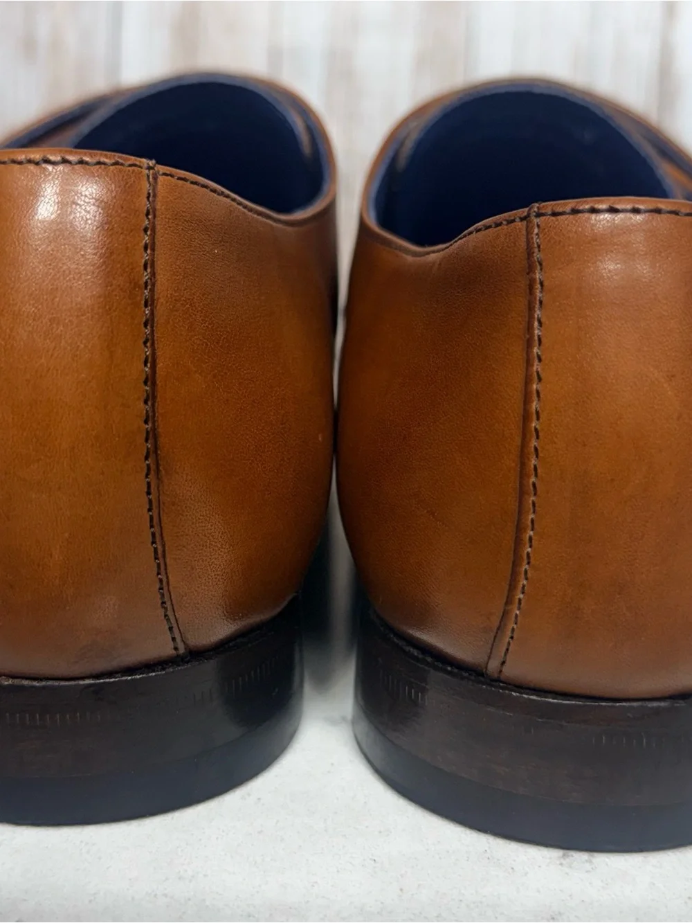 Saks Fifth Avenue Tan Leather Double Monk Strap Oxfords